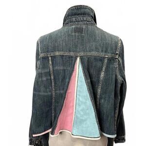 Handpainted Upcycled Oversized Cropped Denim Jacket  | OS